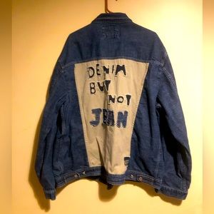 Marithe Francois Girbaud Blue Denim Jacket with Beige Accent